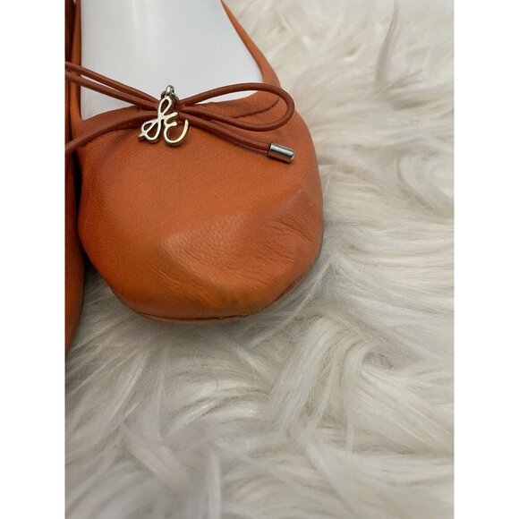 Sam Edelman Size 6.5M Felicia Ballet Flats Orange Leather Comfort Bow - Picture 3 of 8
